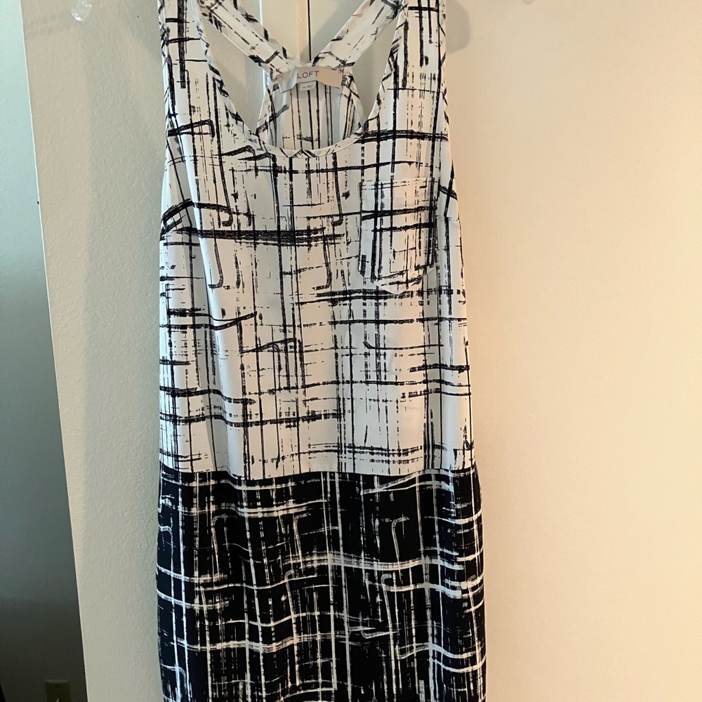 LOFT Black and White Halter Sundress